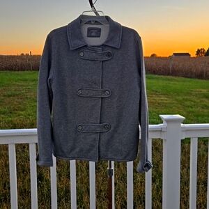 Lands' End Charcoal Grey Double-breasted Pea Coat Jacket Size Small